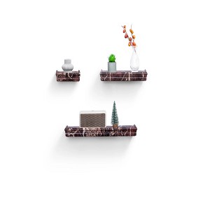 ChicFurnit Wall Shelf Set Floating Wood Shelves Invisible Brackets Hanging Shelf for Books Storage for Indoor Living Room, Walnut, 17.91"*3.94"*1.57" - 1 of 4