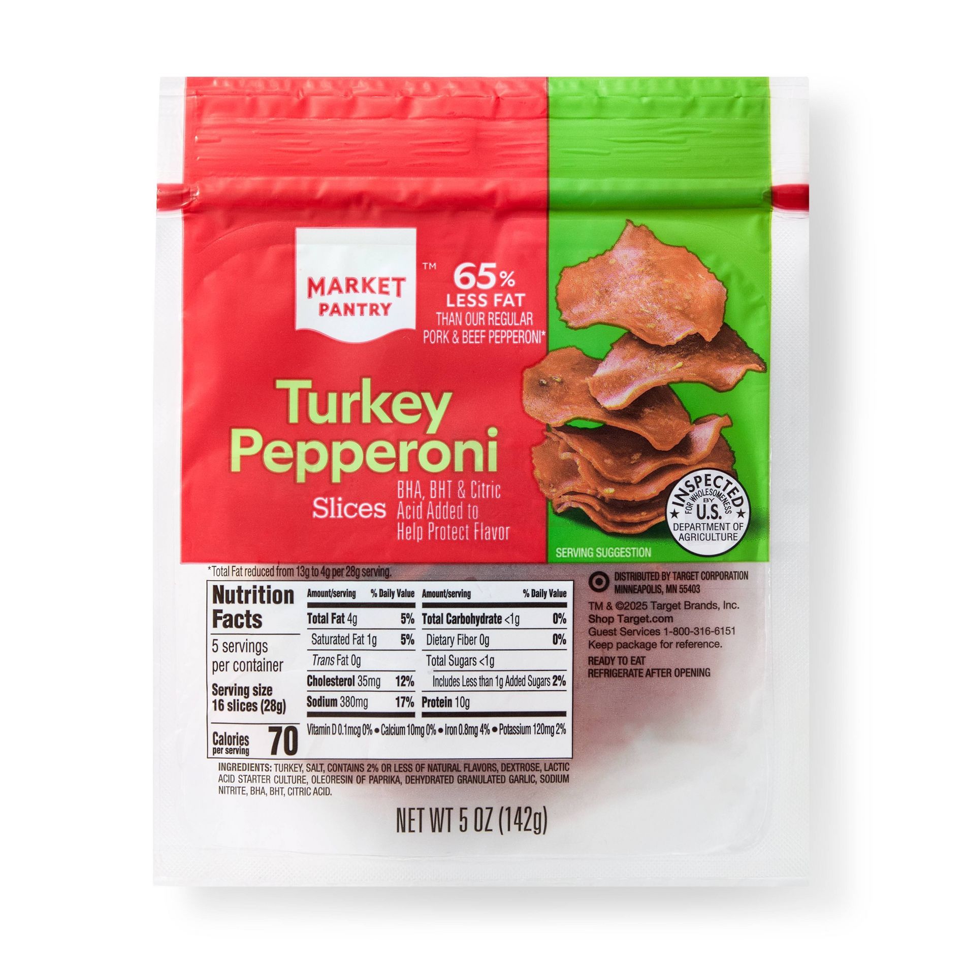 Turkey Pepperoni Slices - 5oz - Market Pantry™
