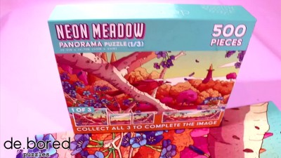 de.bored Neon Meadow 1 of 3 Panorama Puzzle - 500pc: Nature Theme