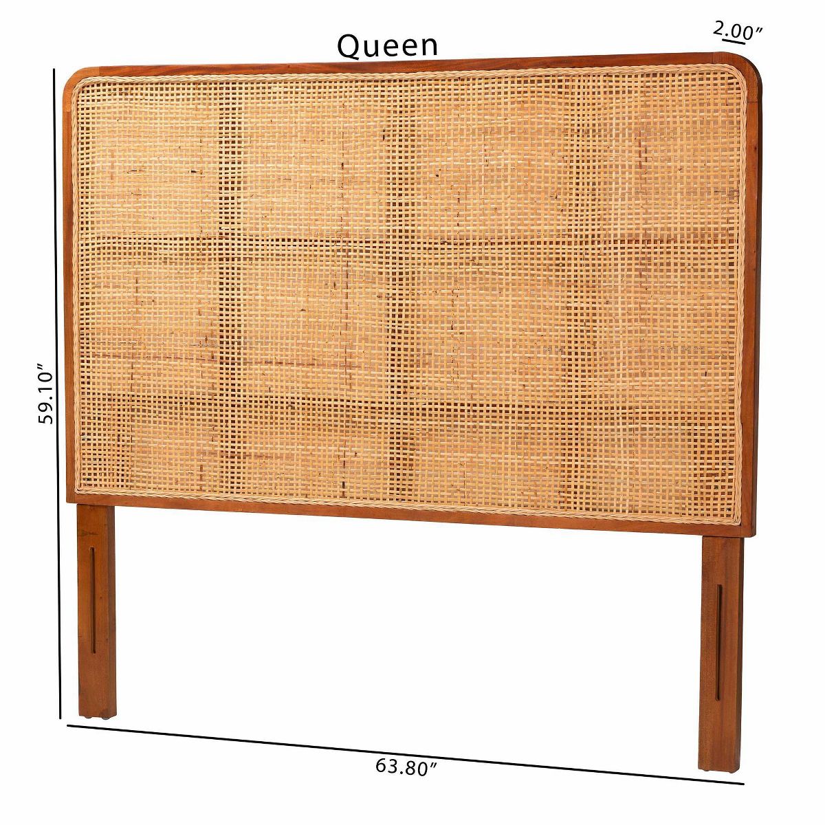 bali & pari Queen Size Caspia Rattan and Mahogany Wood Headboard Light Honey/Red Teak - thumbnail 6