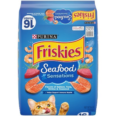 Purina Friskies Seafood Sensations with Flavors of Salmon, Tuna, Shrimp & Seaweed Adult Complete & Balanced Dry Cat Food - 16lbs