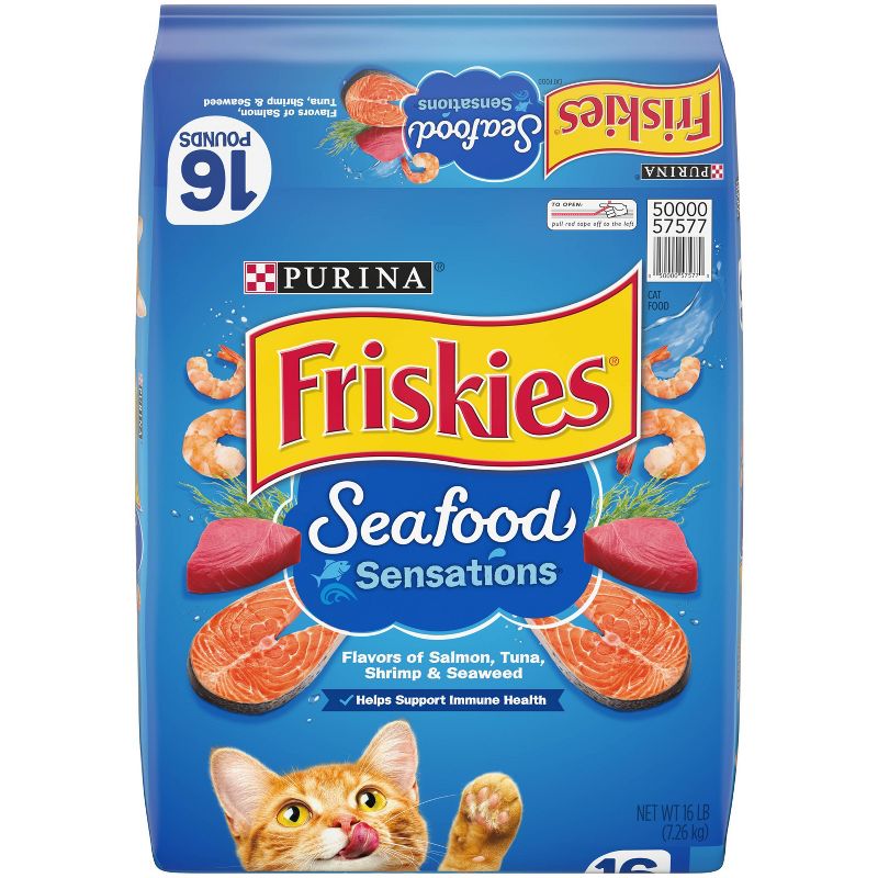 Purina Friskies Seafood Sensations with Flavors of Salmon, Tuna, Shrimp & Seaweed Adult Complete & Balanced Dry Cat Food, 1 of 7