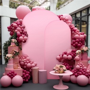 Wedding Arch Covers Set of 3, 6 + 6.6 ft + 7.2 ft Spandex Double Side Wedding Arch Cover, Background Cover with Zip for Party Ceremony Banquet - 1 of 4