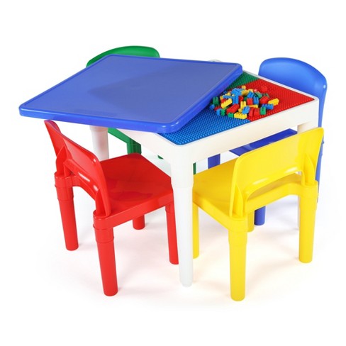 5pc 2 in 1 Square Plastic Activity Kids' Table and Chair Set - Humble Crew: Toddler Table, Convertible Surface, Ages 3+ - image 1 of 4