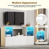 TIRAMISUBEST High Gloss TV Stand with LED Lights, Modern Sideboard with Large Storage Cabinet, Media Console with Tempered Glass Shelves - 3 of 4