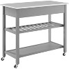 HomeStock  Chloe Stainless Steel Top Rolling Kitchen Island Storage Cart, Microwave Stand, Wine Rack, Gray - 4 of 4