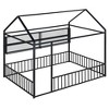 TIRAMISUBEST Twin/Full Size Metal Bed House Bed Frame with Fence and Storage Shelves, House Floor Bed Montessori Bed with Roof Design - 3 of 4