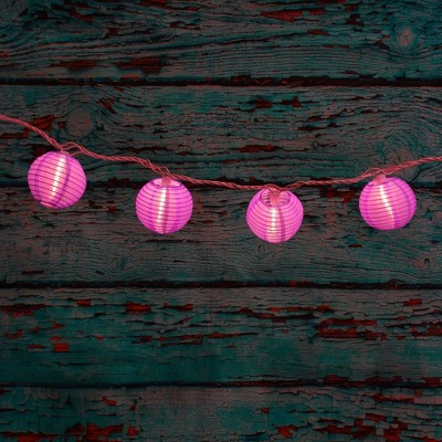  10ct 3" Electric String Light with Nylon Lanterns Purple 