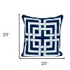 HomeRoots 20" Blue and White Interlocking Cotton Throw Pillow - 3 of 4