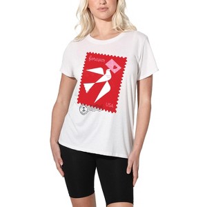 USPS Love Stamp Women's Loose T Shirt, White - 1 of 4