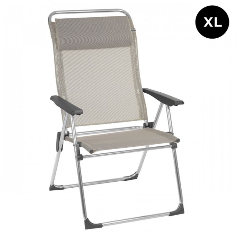 Lafuma Alu Cham XL Folding, Adjustable 5-Position Reclining Outdoor Mesh Sling Chair for Camping, Beach, Backyard, and Patio, Seigle Gray (Pair), 3 of 4