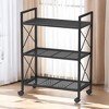 3-Tier Metal Storage Rack with Wheels, Storage Organizer, Plant Stand, Mesh Shelving and X Side Frames, 23.6-Inch Width, for Entryway - 2 of 3