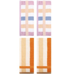 REGALWOVEN Striped Absorbent Soft Cotton Hand Towels for Bathroom 4 Pack - 1 of 4