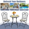 Costway 28.5'' Patio Round Mosaic Bistro Table Plant Stand Flower Pattern Garden - 4 of 4