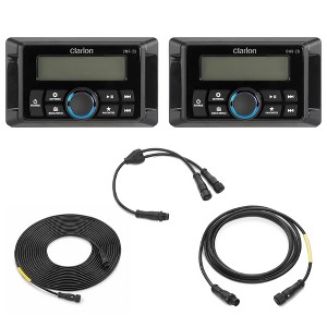 Clarion Two CMR-20 Marine Wired Remote with LCD Display w/ CMC-RC-25 25 ft (7.62 m) & CMC-RC-6 6 ft Remote Extension Cables - 1 of 4