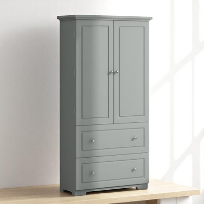 62.3-Inch Tall Bathroom Storage Cabinet with 2 Drawers and Adjustable Shelves, Freestanding MDF Organizer with Doors