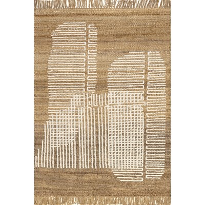 Natural Jute Flat Woven Handmade 6' x 9' Area Rug with Tassels