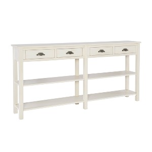 72" Lauren Farmhouse Console 4 Storge Drawers 2 Shelves - Antique White Crackle Finish - Powell - 1 of 4