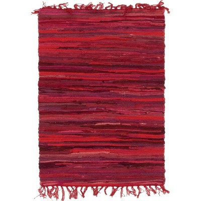 Hand-Woven Chindi Cotton Red Stripe 2' x 3' Rug