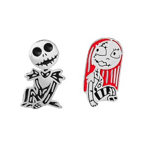 Disney The Nightmare Before Christmas Sterling Silver Jack and Sally Mismatched Stud Earrings - 1 of 4