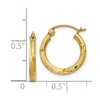 Black Bow Jewelry 2mm x 15mm 14k Yellow Gold Satin & Diamond-Cut Round Hoop Earrings - 4 of 4