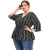 Agnes Orinda Women's Plus Size Peplum Fall V Neck Boho Striped Babydoll Blouses - image 3 of 4