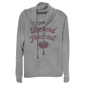 Juniors Womens Lost Gods Lazy Weekend Forecast Cowl Neck Sweatshirt - 1 of 4