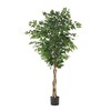 5.9ft Artificial Ficus Tree, Realistic Texture Ficus Tree, Tall Potted Ficus Tree With Glossy Leaves Twisted Trunk - image 2 of 4