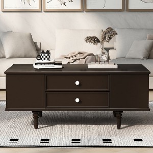 Bella Depot 47.2'' Modern Rectangle Coffee Table with Four Drawers, Two Side Hidden Storage Compartments - 1 of 4