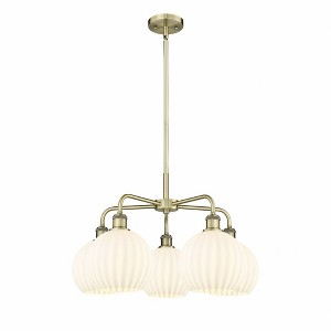White Venetian - 5 Light Stem Hung Chandelier In Modern Style-15.5 Inches Tall and 26 Inches Wide - 1 of 1