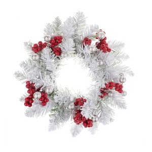 Haute Decor 2pk Frosted Adjustable Candle Ring Artificial Swag Silver: Fits 3-4.5" Pillar, Unlit PVC Decoration - 1 of 4