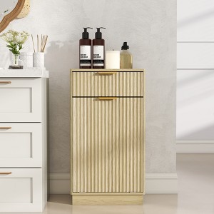 GDFStudio Nahida Industrial Wooden Tilt-Out Trash Can Cabinet with Drawer - 1 of 4
