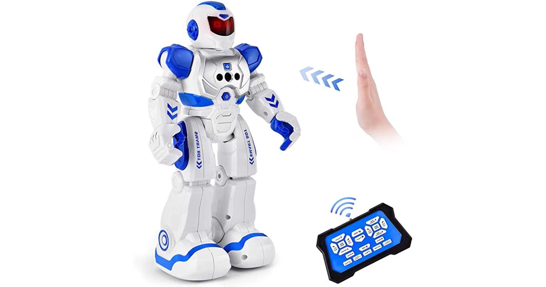MOVSSOU Gesture Sensing Programmable Rechargeable and Singing and Dancing Remote Control Robot for Age 3-8 Year Old Boys Girls Blue