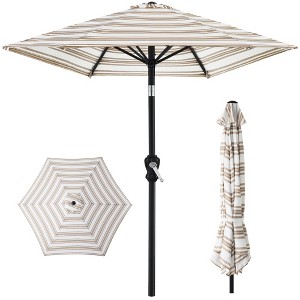Best Choice Products 10ft Outdoor Steel Striped Market Patio Umbrella w/ Crank, Tilt Push Button, 6 Ribs - 1 of 4