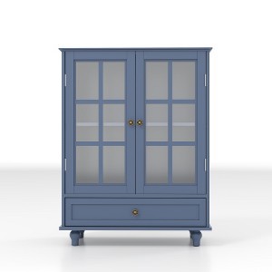 TIRAMISUBEST Modern Buffet Cabinet w/ Glass Doors & Drawer - Wooden Storage Sideboard for Dining & Living Room - 1 of 4