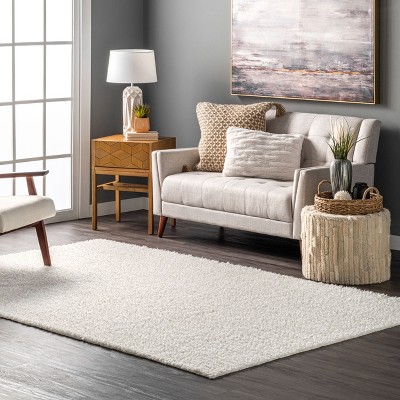 Soft Shaggy 5' x 8' White Synthetic Sheepskin Washable Rug
