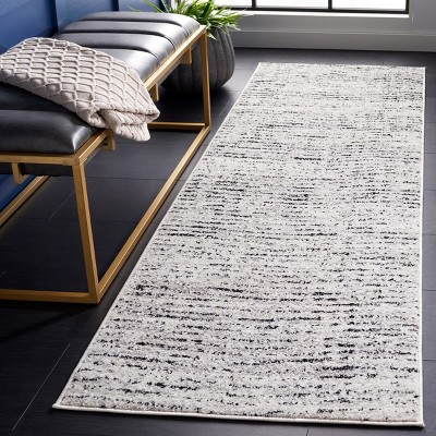 Ivory and Silver Synthetic Rectangle Area Rug, 10' x 14'