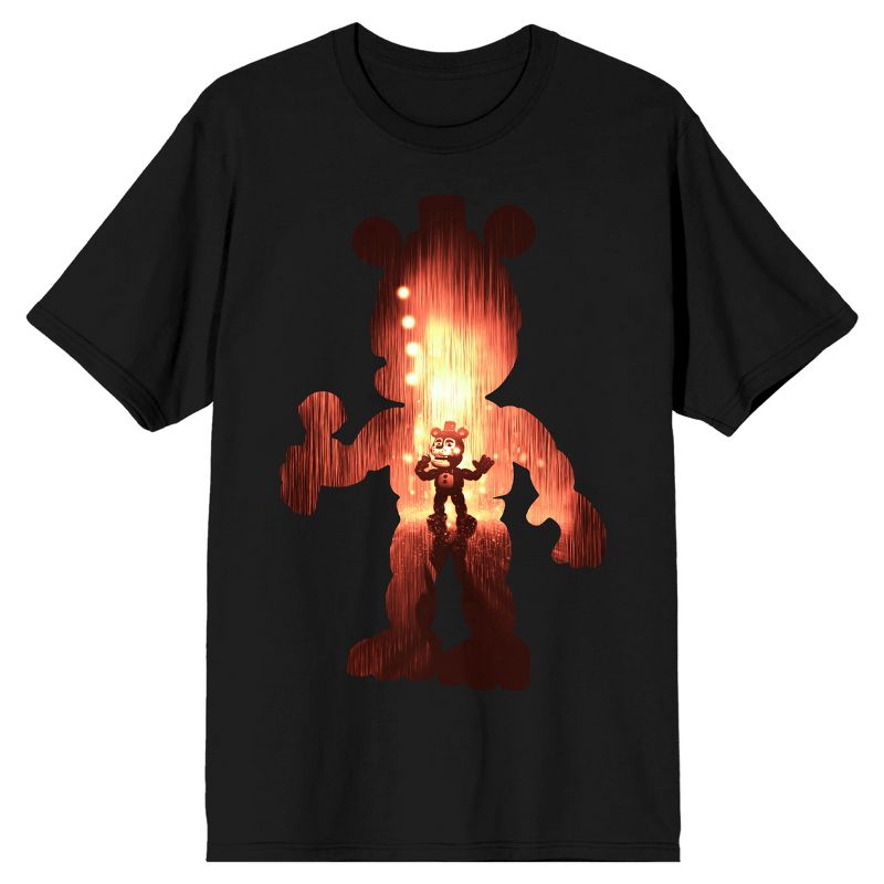 Five Nights at Freddy's Freddy Fazbear Silhouette Shape Tee, Arcade Pizza Palace Space Filled T-Shirt FNAF, 2 of 4