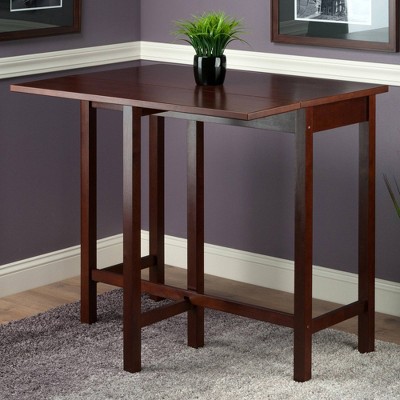 Antique Walnut Extendable Bar-Height Dining Table with Leaf