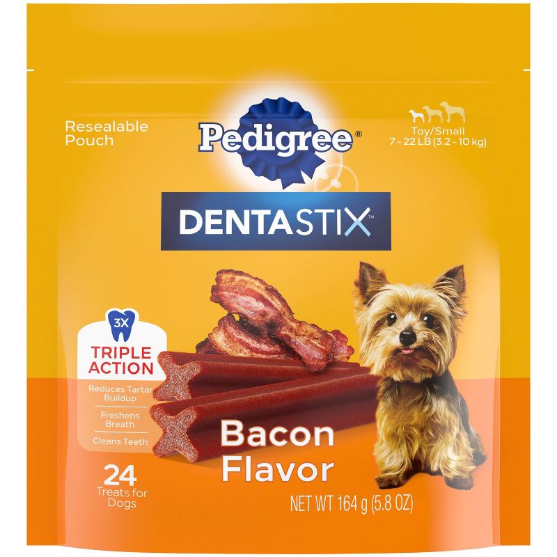 Pedigree Dentastix Bacon Flavor Small Toy Dental Dental Dog Treats - 5.8 oz, 1 of 9