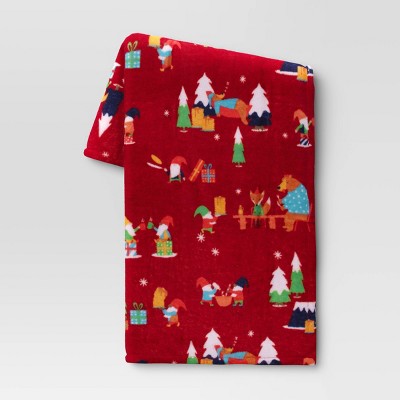 Gnomes Printed Plush Throw Blanket Red - Wondershop™