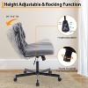 Wide Seat Desk Chair with Wheels, Criss Cross Legged Home Office Chair with Rocking Function & Adjustable Height, Comfy Swivel Armless Chair - 3 of 4