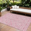 Pink And Ivory Geometric Washable Indoor Outdoor Area Rug - 2 of 4