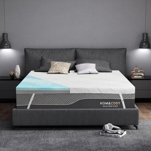Dyonery 3 Inch Extra Firm Mattress Topper Cooling Gel+Bamboo High Density Memory Foam Bed Topper with Removable Cover,No Smell,CertiPUR-US - 1 of 4
