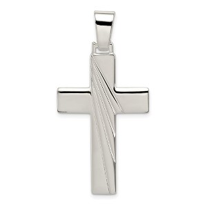 Black Bow Jewelry Sterling Silver Solid Polished Cross Pendant, 23 x 47mm - 1 of 4