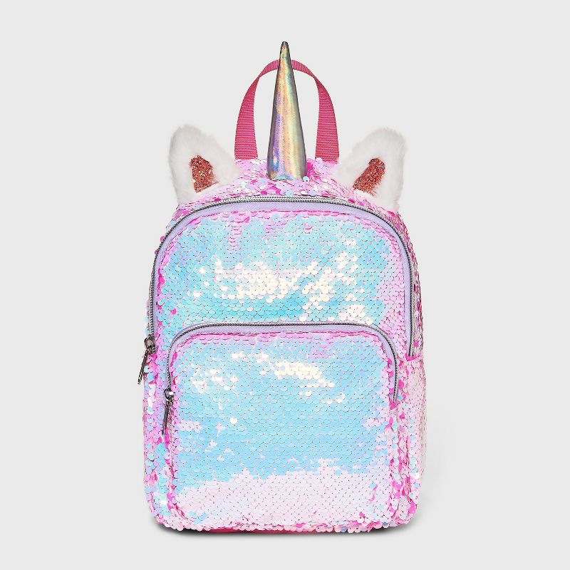 Kids&#39; 7&#34; Unicorn Flip Sequin Mini Backpack - Cat &#38; Jack&#8482; Pink, 1 of 7