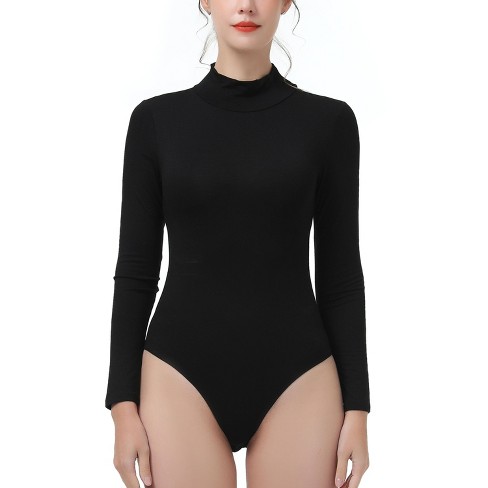 Black roll neck bodysuit on sale