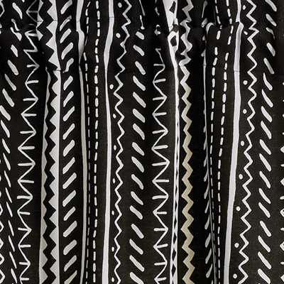 Black and White Geometric Stripe Rod Pocket Valance