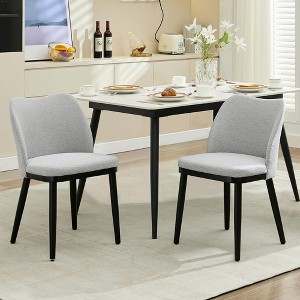 Dining Chairs Set of 2, Upholstered Fabric Side Chairs with Padded Seat and Wood Legs, Modern Dining Room Chairs for Kitchen, Living Room, Restaurant - 1 of 4
