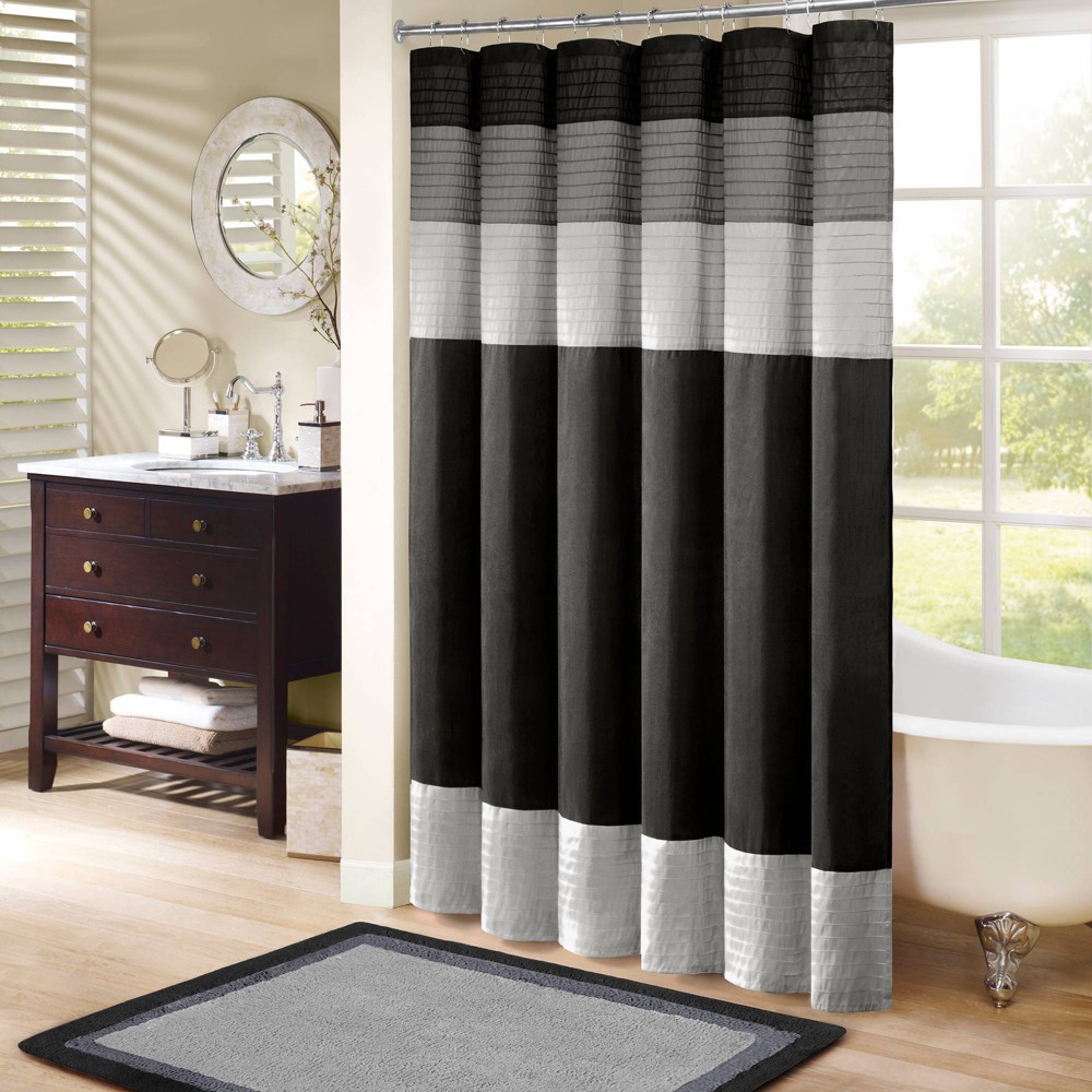 UPC 675716386634 product image for Salem Solid Pieced Polyester Shower Curtain Black | upcitemdb.com